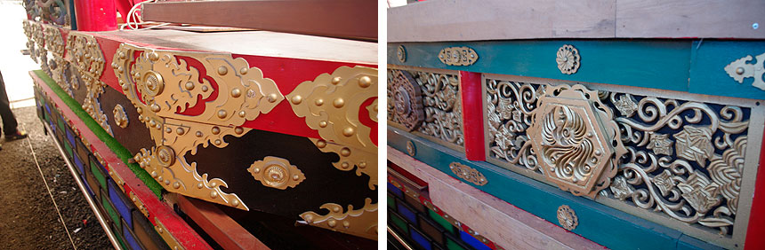 側面の飾りもこの緻密さ。とても発泡スチロールには見えない。