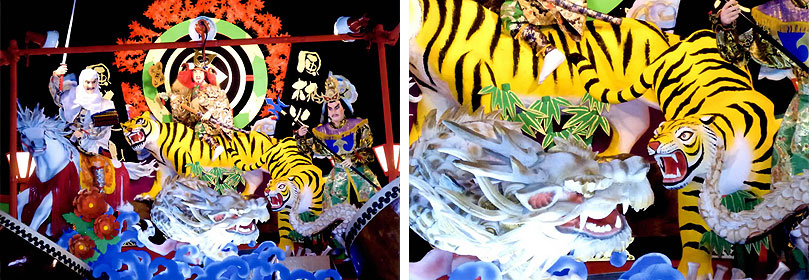  これは祭り当日の写真。竜虎相打つ！というにらみ合いの姿ですね。